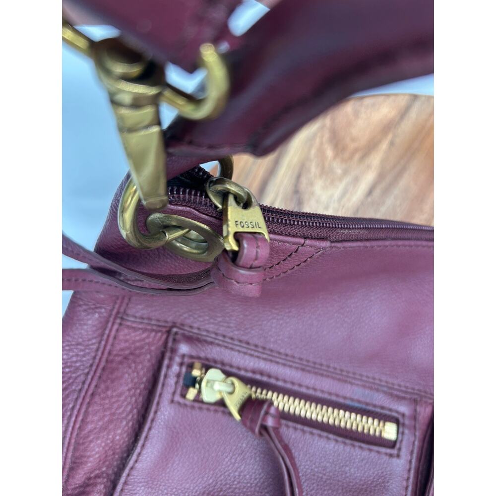 Fossil Handbag Purse Purple Pebble Leather Crossbody Or Shoulder Zip Boho Chic - Picture 8 of 16